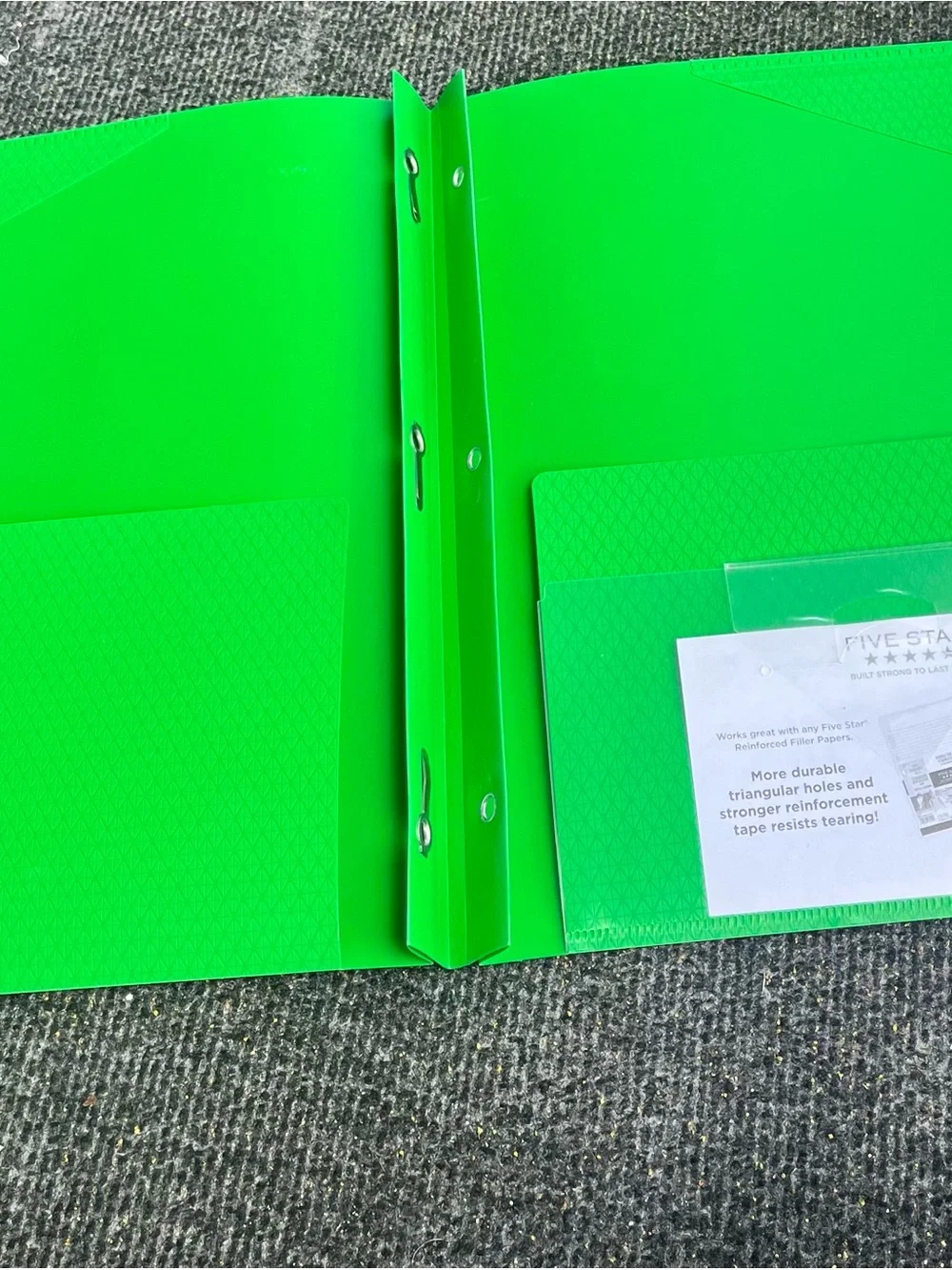 Five Star Green 2-Pocket Folder with Prong
